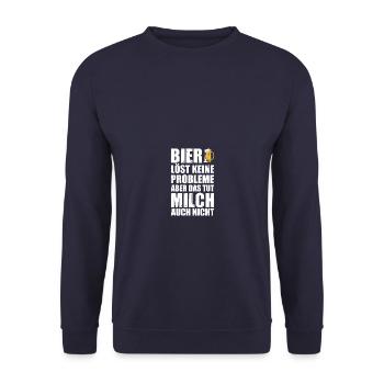 Bier löst keine Probleme Biertrinker Bierliebhaber - Unisex Pullover - Navy - Vorne - Alina (178cm) & Michal (187cm)