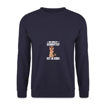 Schritte? Bodybuilding Bodybuilder Gym Kraftsport - Unisex Pullover - Navy - Vorne - Alina (178cm) & Michal (187cm)