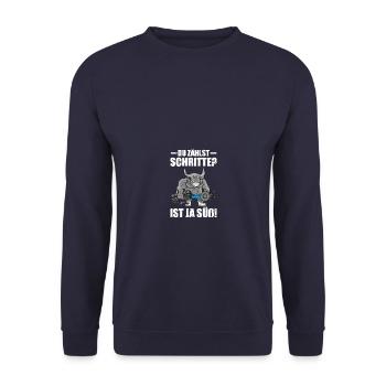 Schritte? Bodybuilding Bodybuilder Gym Kraftsport - Unisex Pullover - Navy - Vorne - Alina (178cm) & Michal (187cm)