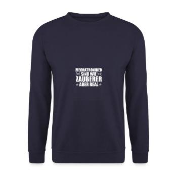 Mechatroniker Zauberer Tuning KFZ Schrauber - Unisex Pullover - Navy - Vorne - Alina (178cm) & Michal (187cm)