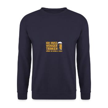 Weniger trinken Biertrinker Bierliebhaber Bier - Unisex Pullover - Navy - Vorne - Alina (178cm) & Michal (187cm)