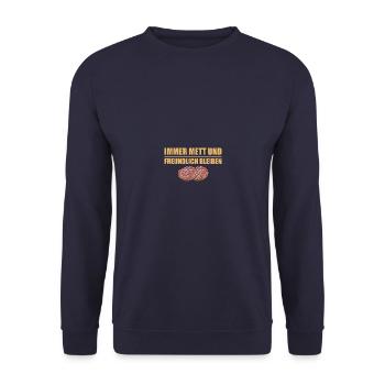 Mett und freundlich Mettbrötchen - Unisex Pullover - Navy - Vorne - Alina (178cm) & Michal (187cm)