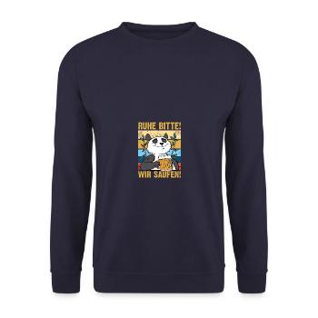 Ruhe bitte! Biertrinker Bierliebhaber Bier - Unisex Pullover - Navy - Vorne - Alina (178cm) & Michal (187cm)