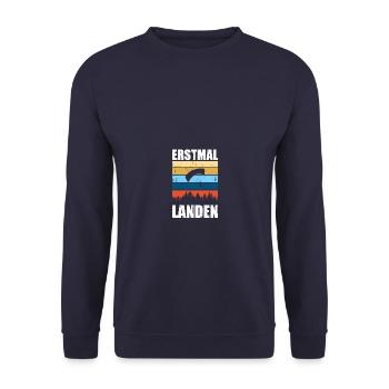 Landen Paragleiter Gleitschirmflieger Paragliding - Unisex Pullover - Navy - Vorne - Alina (178cm) & Michal (187cm)