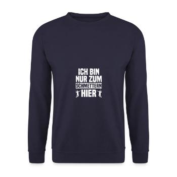Schmettern Federball Badminton Badmintonspieler - Unisex Pullover - Navy - Vorne - Alina (178cm) & Michal (187cm)