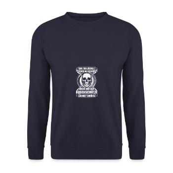 Der Tod Pfeil und Bogen Bogenschießen Bogenschütze - Unisex Pullover - Navy - Vorne - Alina (178cm) & Michal (187cm)