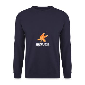 Ich mag Fische Aquarianer Aquarium - Unisex Pullover - Navy - Vorne - Alina (178cm) & Michal (187cm)