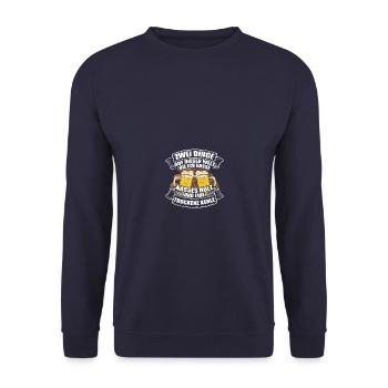 Nasses Holz Holz machen Holzfäller Waldarbeiter - Unisex Pullover - Navy - Vorne - Alina (178cm) & Michal (187cm)