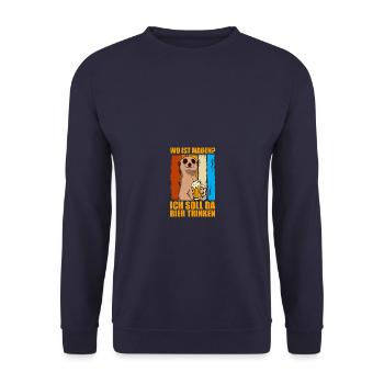 Wo ist Maßen? Biertrinker Bierliebhaber Bier - Unisex Pullover - Navy - Vorne - Alina (178cm) & Michal (187cm)