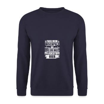 Pflegestufe 4 Tontechniker Toningenieur Tonmeister - Unisex Pullover - Navy - Vorne - Alina (178cm) & Michal (187cm)