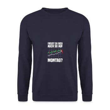 Montag Aktienmarkt Börse Trader - Unisex Pullover - Navy - Vorne - Alina (178cm) & Michal (187cm)