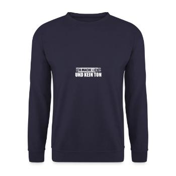 Kein Ton Lichttechniker Light-Crew Lichttechnik - Unisex Pullover - Navy - Vorne - Alina (178cm) & Michal (187cm)