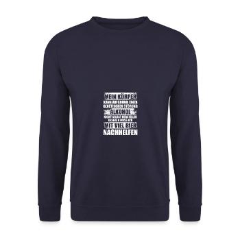 Mein Körper Biertrinker Bierliebhaber Bier - Unisex Pullover - Navy - Vorne - Alina (178cm) & Michal (187cm)