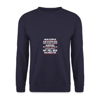 Mein Körper Biertrinker Bierliebhaber Bier - Unisex Pullover - Navy - Vorne - Alina (178cm) & Michal (187cm)