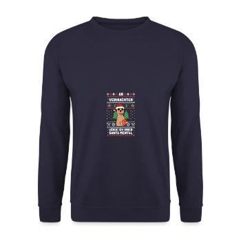 Santa Weihnachtsoutfit Ugly Christmas - Unisex Pullover - Navy - Vorne - Alina (178cm) & Michal (187cm)