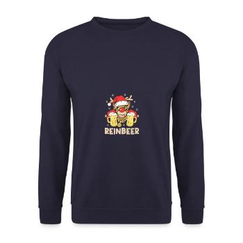 Reinbeer Weihnachtsoutfit Ugly Christmas - Unisex Pullover - Navy - Vorne - Alina (178cm) & Michal (187cm)