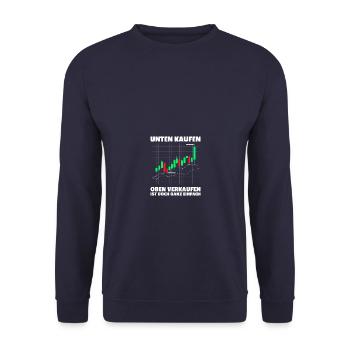 Unten kaufen Aktienmarkt Börse Trader - Unisex Pullover - Navy - Vorne - Alina (178cm) & Michal (187cm)