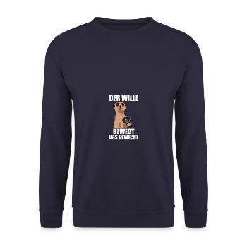 Der Wille Bodybuilding Bodybuilder Gym Kraftsport - Unisex Pullover - Navy - Vorne - Alina (178cm) & Michal (187cm)
