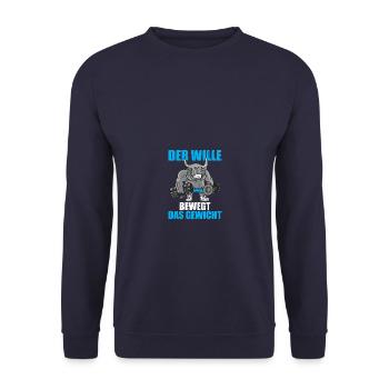 Der Wille Bodybuilding Bodybuilder Gym Kraftsport - Unisex Pullover - Navy - Vorne - Alina (178cm) & Michal (187cm)