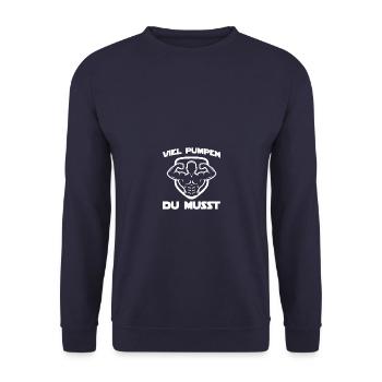Pumpen Bodybuilding Bodybuilder Gym Kraftsport - Unisex Pullover - Navy - Vorne - Alina (178cm) & Michal (187cm)
