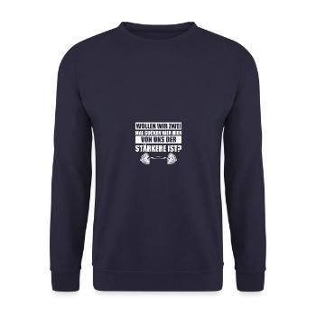 The Stronger Bodybuilding Bodybuilder Weight Training - Unisex Sweatshirt - navy - Front - Alina (178cm) & Michal (187cm)