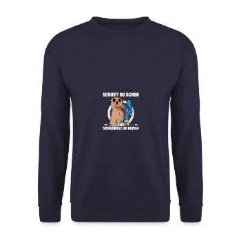 Schießt du Pfeil Bogen Bogenschießen Bogenschütze - Unisex Pullover - Navy - Vorne - Alina (178cm) & Michal (187cm)