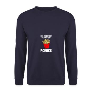 The answer fries french fries french fries - Unisex Sweatshirt - navy - Front - Alina (178cm) & Michal (187cm)