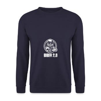 Biber 2.0 Holz Holzfäller Waldarbeiter Forstwirt - Unisex Pullover - Navy - Vorne - Alina (178cm) & Michal (187cm)
