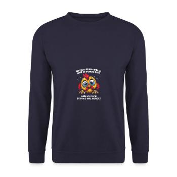 3 mal gepickt Humor Sarkasmus Fun Bürohumor - Unisex Pullover - Navy - Vorne - Alina (178cm) & Michal (187cm)