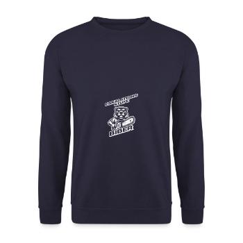Eskalationsstufe Biber Holz Holzfäller Forstwirt - Unisex Pullover - Navy - Vorne - Alina (178cm) & Michal (187cm)