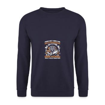 Kettensäge Holz Holzfäller Waldarbeiter Forstwirt - Unisex Pullover - Navy - Vorne - Alina (178cm) & Michal (187cm)