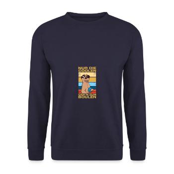 Only the Cool Petanque Boule Boule Players - Unisex Sweatshirt - navy - Front - Alina (178cm) & Michal (187cm)