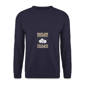 Only the Cool Petanque Boule Boule Players - Unisex Sweatshirt - navy - Front - Alina (178cm) & Michal (187cm)