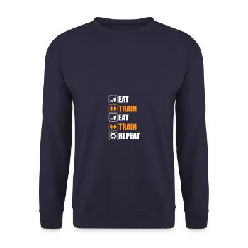 Eat train Bodybuilding Bodybuilder Gym Kraftsport - Unisex Pullover - Navy - Vorne - Alina (178cm) & Michal (187cm)