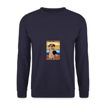 Wo ist dein Spin? Tischtennis Tischtennisspieler - Unisex Pullover - Navy - Vorne - Alina (178cm) & Michal (187cm)