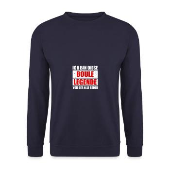 Petanque Boule Legend Boule Player - Unisex Sweatshirt - navy - Front - Alina (178cm) & Michal (187cm)