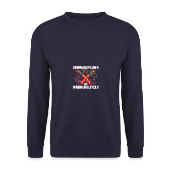 Schwarzpulver Pyrotechniker Böllern Feuerwerk - Unisex Pullover - Navy - Vorne - Alina (178cm) & Michal (187cm)