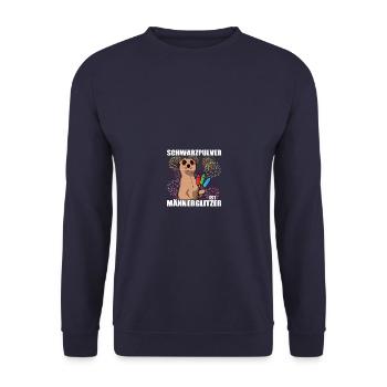 Schwarzpulver Pyrotechniker Böllern Feuerwerk - Unisex Pullover - Navy - Vorne - Alina (178cm) & Michal (187cm)