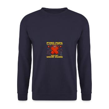 Pyro Dad Pyrotechnician Firecrackers Fireworks - Unisex Sweatshirt - navy - Front - Alina (178cm) & Michal (187cm)