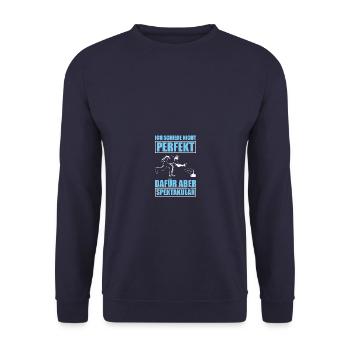 Nicht perfekt Eisstockschießen Stockschießen - Unisex Pullover - Navy - Vorne - Alina (178cm) & Michal (187cm)