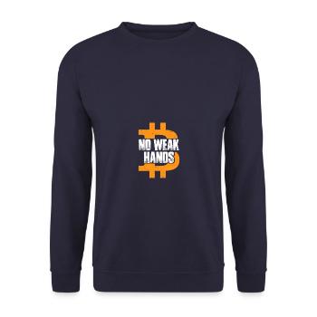No weak hands Bitcoin Crypto Blockchain BTC Miner - Unisex Pullover - Navy - Vorne - Alina (178cm) & Michal (187cm)