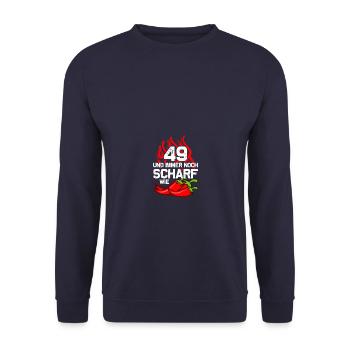 49th Birthday Born 1976 Birthday Gift - Unisex Sweatshirt - navy - Front - Alina (178cm) & Michal (187cm)