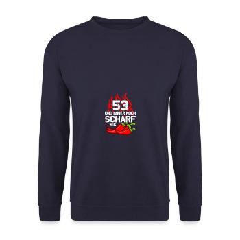 53rd Birthday Born 1972 Birthday Gift - Unisex Sweatshirt - navy - Front - Alina (178cm) & Michal (187cm)