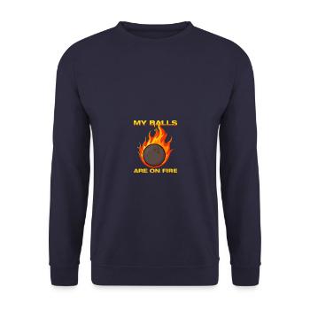 My balls are on fire Bowling Bowling Player Bowler - Unisex Sweatshirt - navy - Front - Alina (178cm) & Michal (187cm)