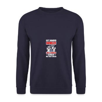 Left handed Bowler Bowling Bowlingspieler Bowler - Unisex Sweatshirt - navy - Front - Alina (178cm) & Michal (187cm)