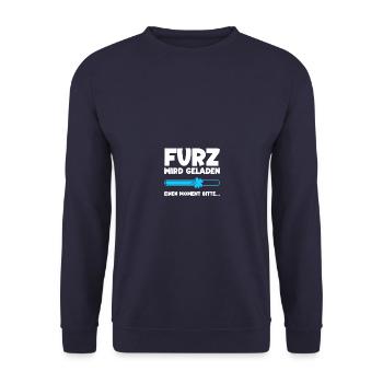 Furz wird geladen Fürze Pupsen Furzen - Unisex Pullover - Navy - Vorne - Alina (178cm) & Michal (187cm)