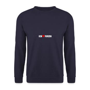 Ich liebe furzen Furz Fürze Pupsen Furzen - Unisex Pullover - Navy - Vorne - Alina (178cm) & Michal (187cm)