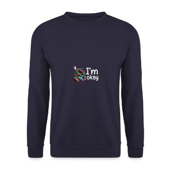 I'm okay Bücher lesen Leseratte Bücherwurm - Unisex Pullover - Navy - Vorne - Alina (178cm) & Michal (187cm)