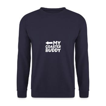 Coaster Buddy Freizeitpark Achterbahn - Unisex Pullover - Navy - Vorne - Alina (178cm) & Michal (187cm)