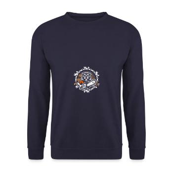 Biber Kettensäge Holzfäller Waldarbeiter Forstwirt - Unisex Pullover - Navy - Vorne - Alina (178cm) & Michal (187cm)